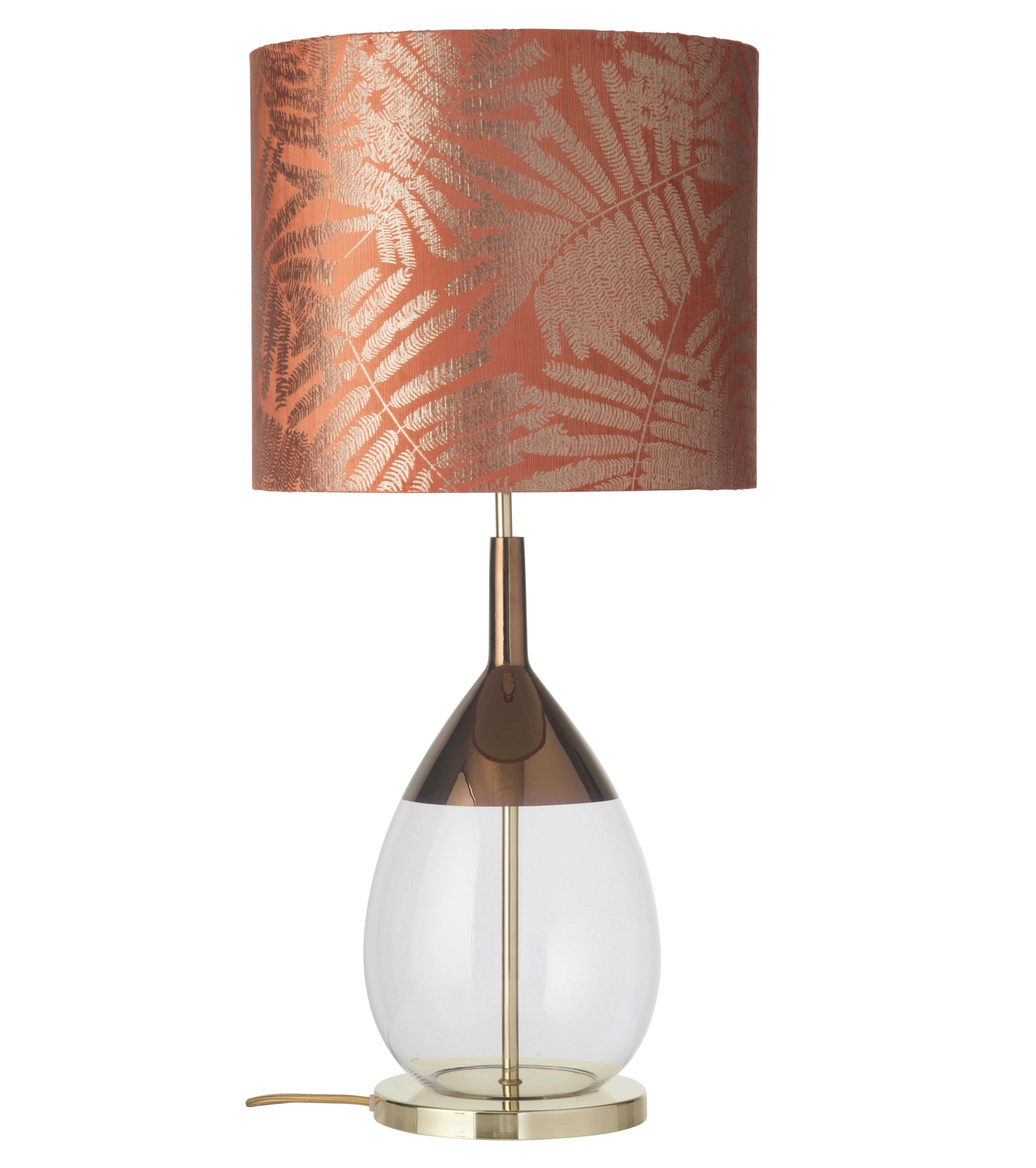 Lute Table Lamp Copper Clear And Shade, Copper Coloured Table Lamp Shades
