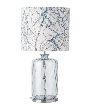 Pillar Table Lamp Topaz Blue Dimples and Shade